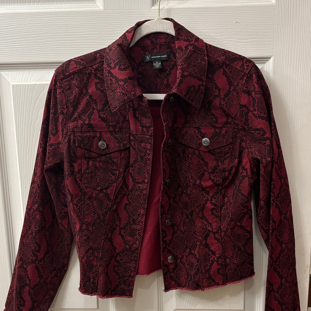 INC - Red Snake Cropped Jacket